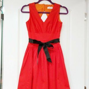 Calvin Klein Red Fit and Flare Cocktail Dress Bow